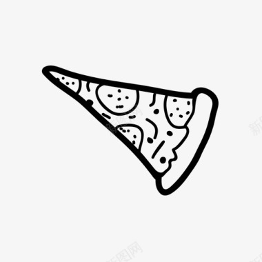手绘线画披萨片小吃快餐图标图标