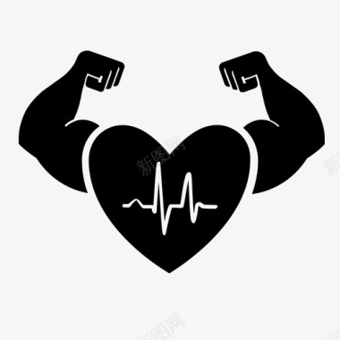 三面肌肉健康健康保险心脏图标图标