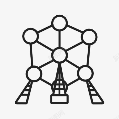 原子塔建筑原子国家纪念碑分子图标图标