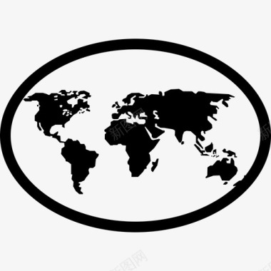 椭圆形地球地图形状地球图标图标