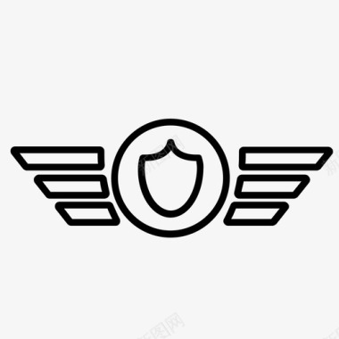翅膀飞行员翅膀徽章制服等级图标图标