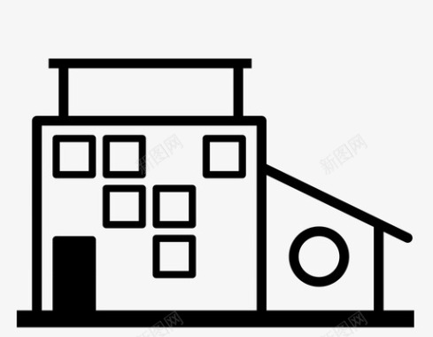 福字窗户现代住宅建筑城堡图标图标