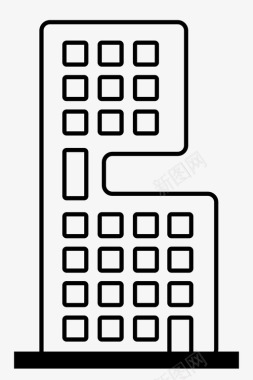 高层公寓摩天大楼公寓大楼图标图标