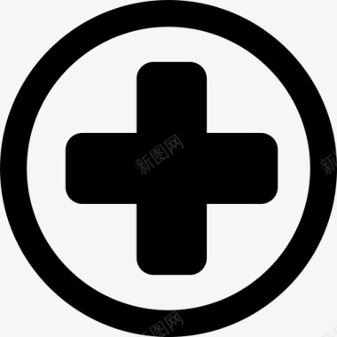 医院医疗信号圆圈中的十字医学图标图标