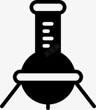 深色底圆底烧瓶科学研究图标图标