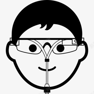 年轻人带着眼镜和谷歌眼镜电脑谷歌眼镜图标图标