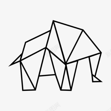 折纸大象艺术大胆图标图标