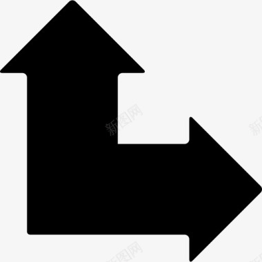 两个箭头在一个指向不同方向的角度向上和向右商务包图标图标