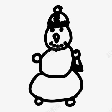 小清新冬天雪人雪人游戏户外活动图标图标