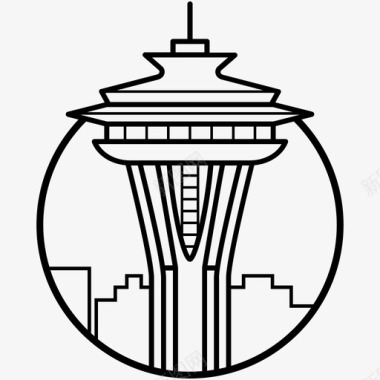 山太空针西雅图华盛顿图标图标