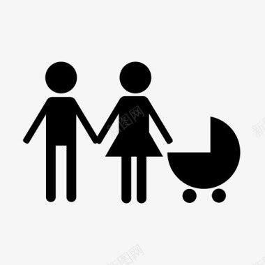 年轻的家庭夫妻新生儿图标图标