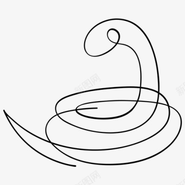 蛇一条线宠物图标图标