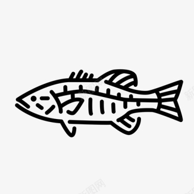 小口鲈鱼鱼钓鱼图标图标