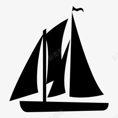 纵帆船地图符号码头图标图标