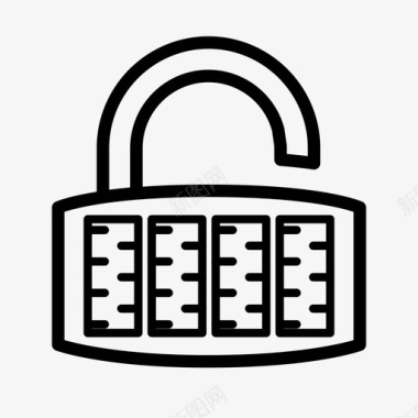 矩形组合锁挂锁密码图标图标