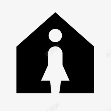 一个人在家女孩房子图标图标