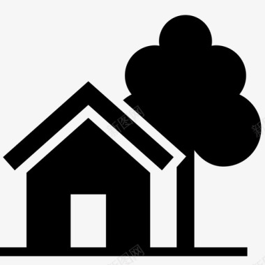 树的爱心房子建筑家图标图标
