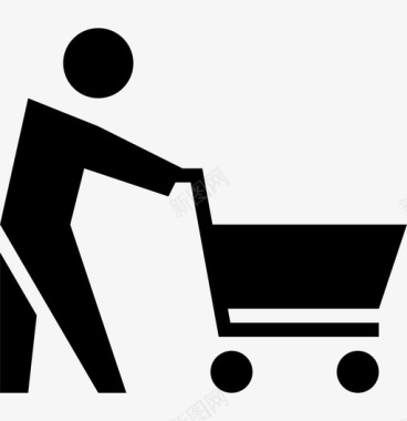 男人购物推推车图标图标