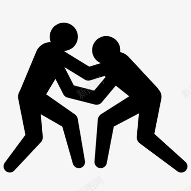运动种类标志摔跤运动员格斗图标图标