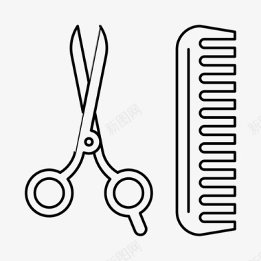 剪刀和梳子美容发型图标图标