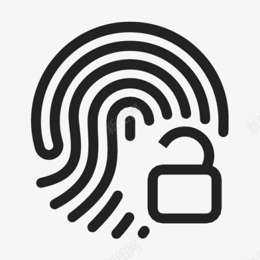 指纹解锁安全密封图标图标