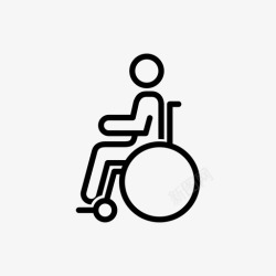 坐着轮椅人爷爷坐着无障碍人图标高清图片