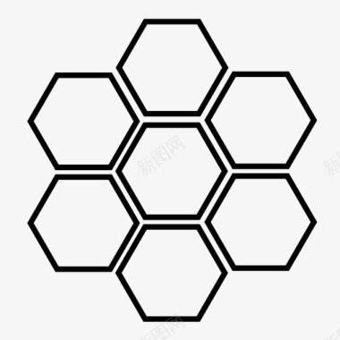 六边形图案六角网格蜂巢六边形图标图标