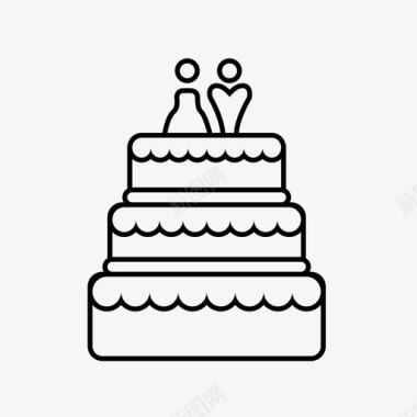 婚礼蛋糕素材蛋糕婚礼三层蛋糕图标图标