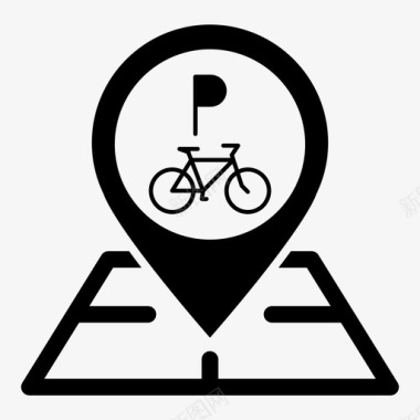 光标指针自行车停车场地图销位置标记定位销图标图标