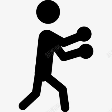 拳击剪影体育体育图标图标