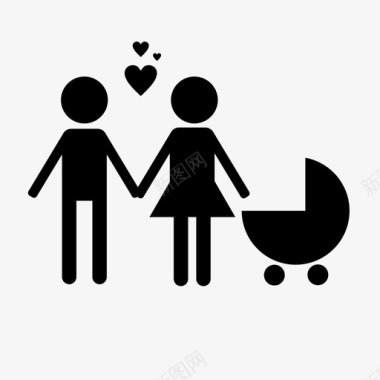 年轻的家庭夫妻新生儿图标图标