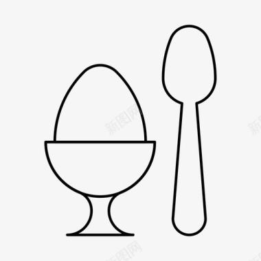 鸡蛋和勺子早餐食物图标图标