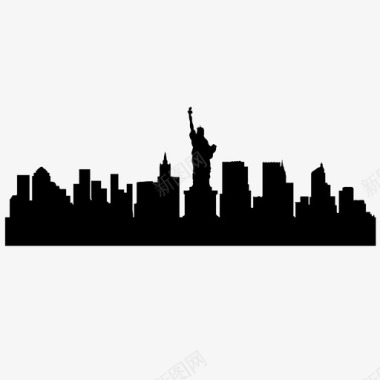 纽约城市天际线自由女神像图标图标
