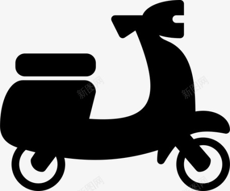 轻便摩托车实心黑色运输图标图标