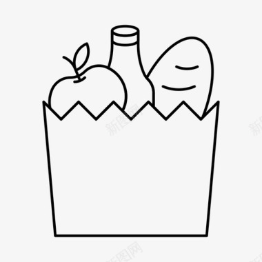 食物和饮料采购产品杂货袋子食物图标图标