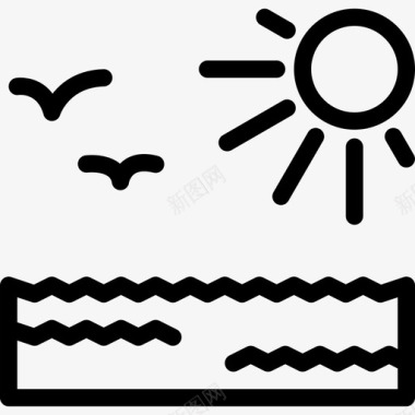 海水产品太阳海海滩露营图标图标