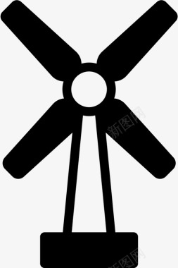 风力涡轮机风沙建筑图标图标
