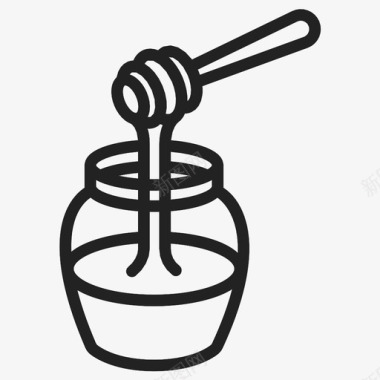 蜂蜜罐蜜蜂勺子图标图标