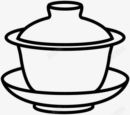杯子盖碗中国杯子图标图标