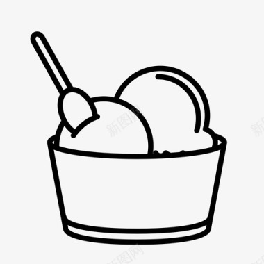 吃月饼冰激凌杯夏日勺子图标图标