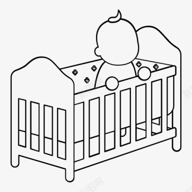 婴儿摇篮床婴儿床图标图标