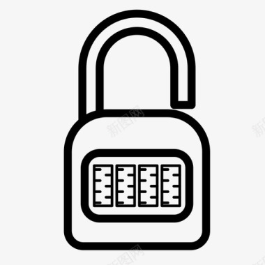 方形组合锁打开挂锁密码图标图标