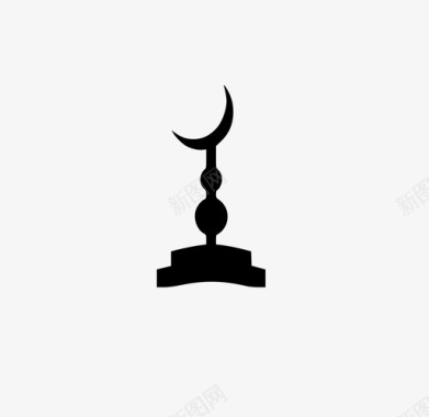 清真寺顶伊斯兰月亮图标图标