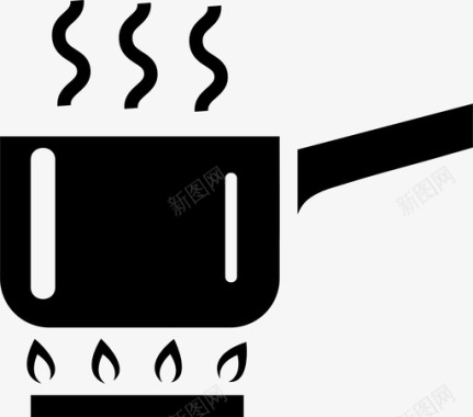 抽象的图标集烹饪锅煮沸炊具图标图标