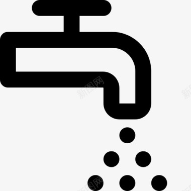 网格自来水浴室水滴图标图标