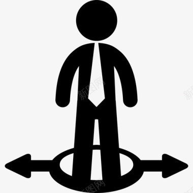 商人站在一个有两个选择的圆圈上箭头商人图标图标