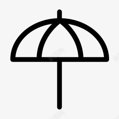 伞单线雨图标图标
