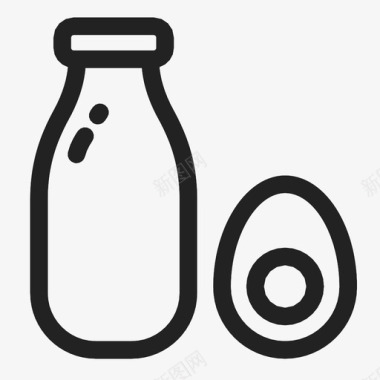 牛奶和鸡蛋煮熟瓶子图标图标