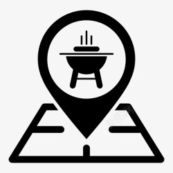 烧烤器烧烤地图针烧烤位置标记图标高清图片