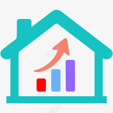 倒塌房屋房地产分析增长图标图标